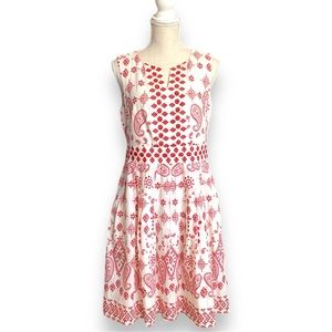 TALBOTS | Fit and Flare Paisley and Eyelet Dress Size 8P